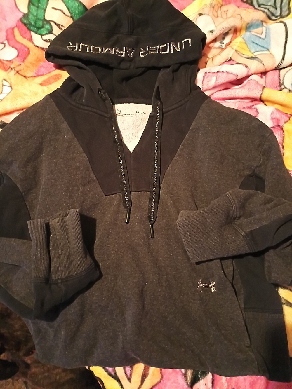 Under Armour Womans Crop Black and Gray Hooded Pullover
